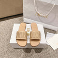 Dior KCO138CTU Dway Slide Apricot Calfskin and Gold-Finish Studs Shoes D82983