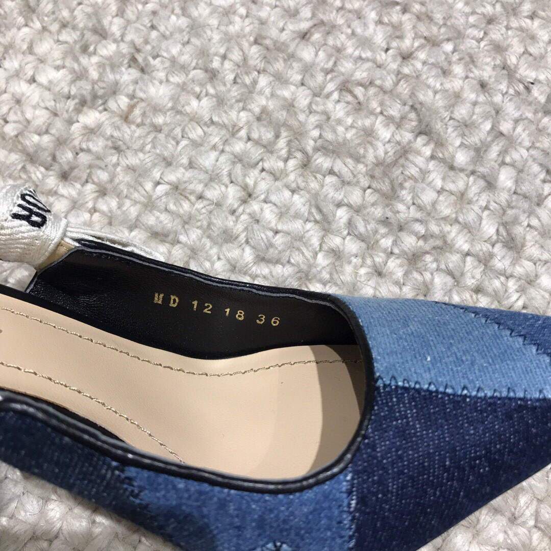Dior KCP867 J'ADIOR Slingback Pump Blue Metallic Fabric - luxibagsmall
