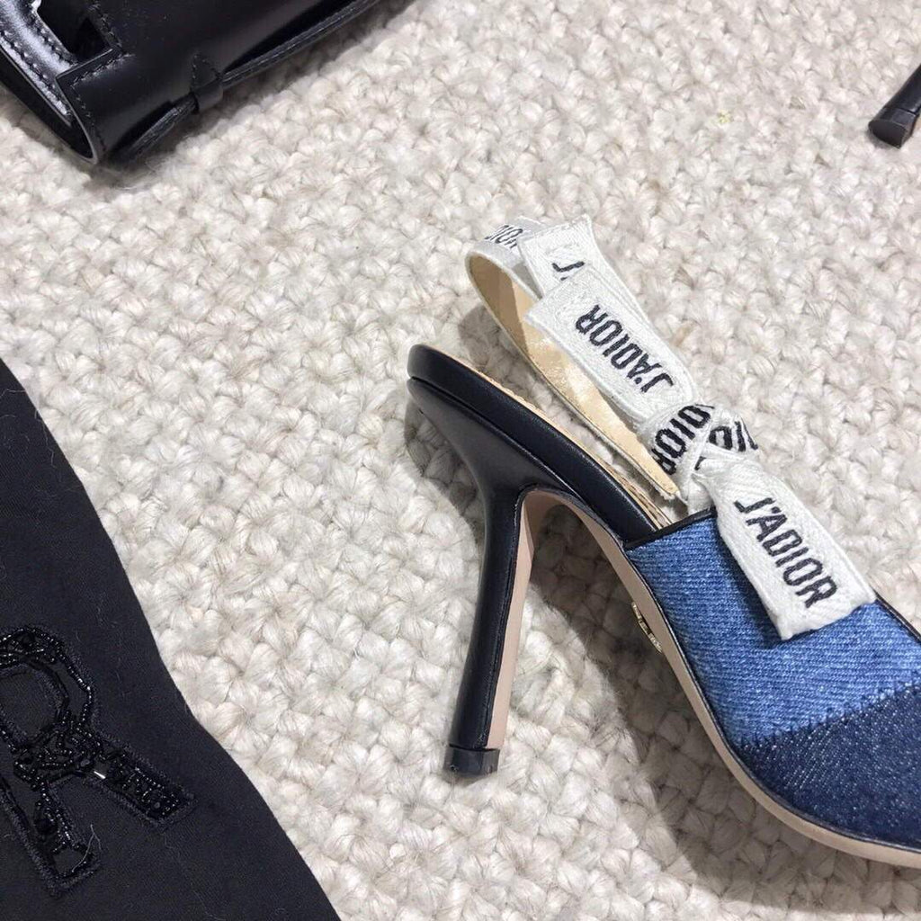 Dior KCP867 J'ADIOR Slingback Pump Blue Metallic Fabric - luxibagsmall