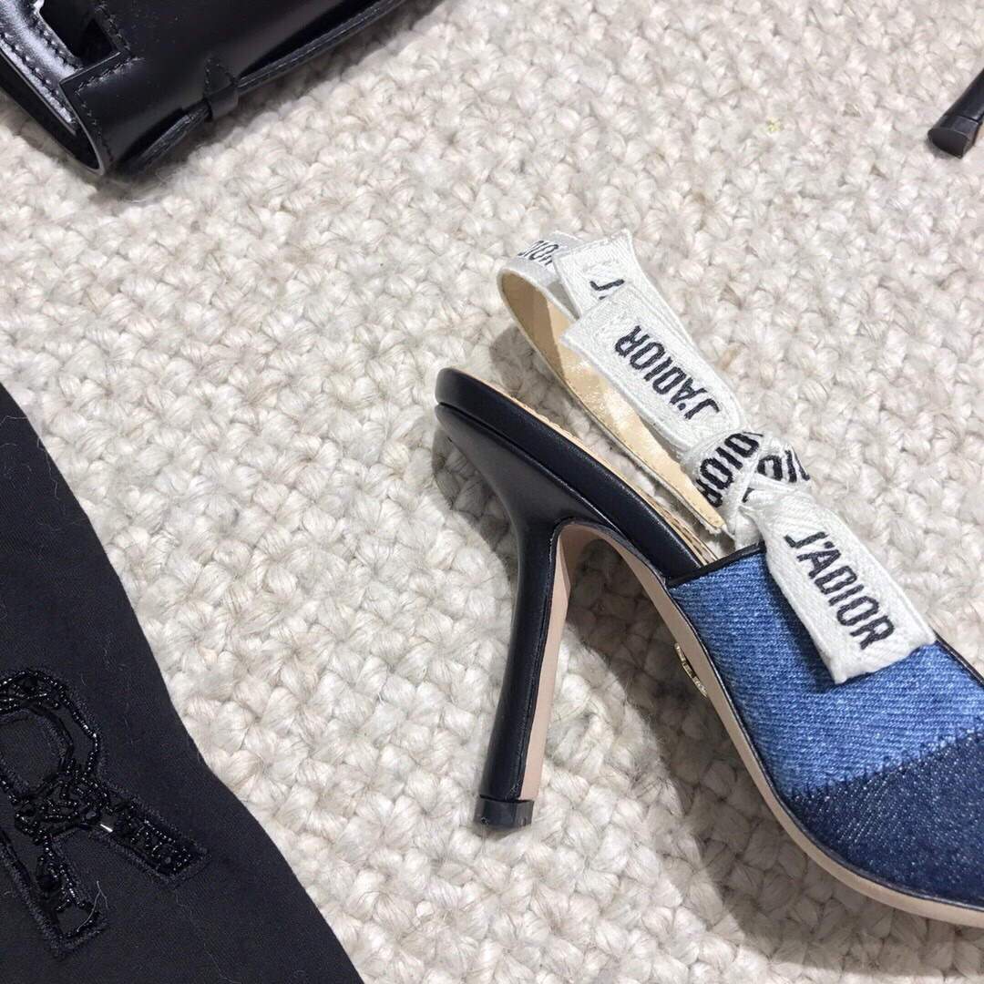 Dior KCP867 J'ADIOR Slingback Pump Blue Metallic Fabric - luxibagsmall