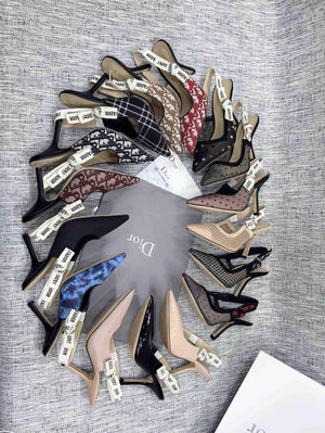 Dior KCP867 J'ADIOR Slingback Pump Blue Metallic Fabric - luxibagsmall