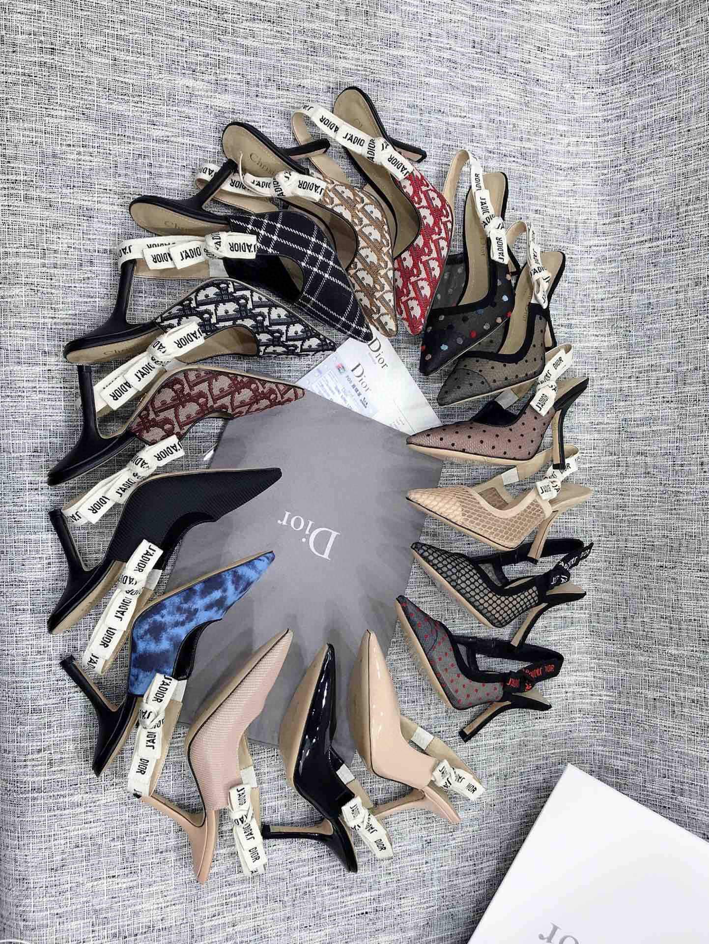 Dior KCP867 J'ADIOR Slingback Pump Blue Metallic Fabric - luxibagsmall