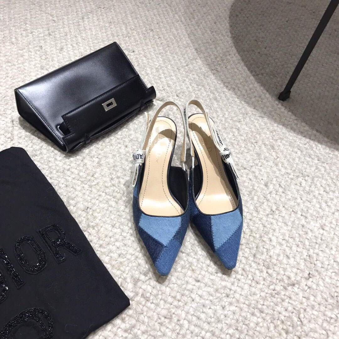 Dior KCP867 J'ADIOR Slingback Pump Blue Metallic Fabric - luxibagsmall