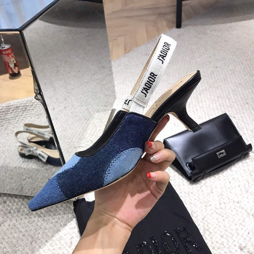 Dior KCP867 J'ADIOR Slingback Pump Blue Metallic Fabric - luxibagsmall
