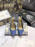 Dior KCP867 J'ADIOR Slingback Pump Light Blue Metallic Fabric - luxibagsmall