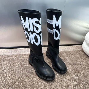 Dior KDI929CMV_S17X D-Major Boot Black Technical Fabric with White Miss Dior Graffiti Print and Black Calfskin - Euro 35=US 4 - View 1