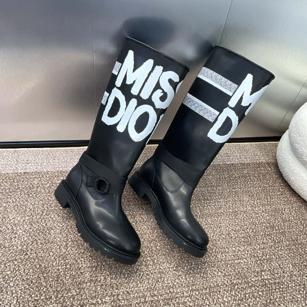Dior KDI929CMV_S17X D-Major Boot Black Technical Fabric with White Miss Dior Graffiti Print and Black Calfskin