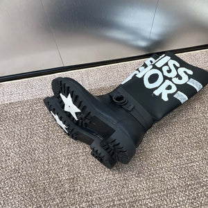 Dior KDI929CMV_S17X D-Major Boot Black Technical Fabric with White Miss Dior Graffiti Print and Black Calfskin - Euro 35=US 4 - View 9