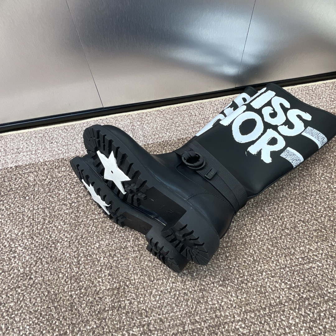 Dior KDI929CMV_S17X D-Major Boot Black Technical Fabric with White Miss Dior Graffiti Print and Black Calfskin