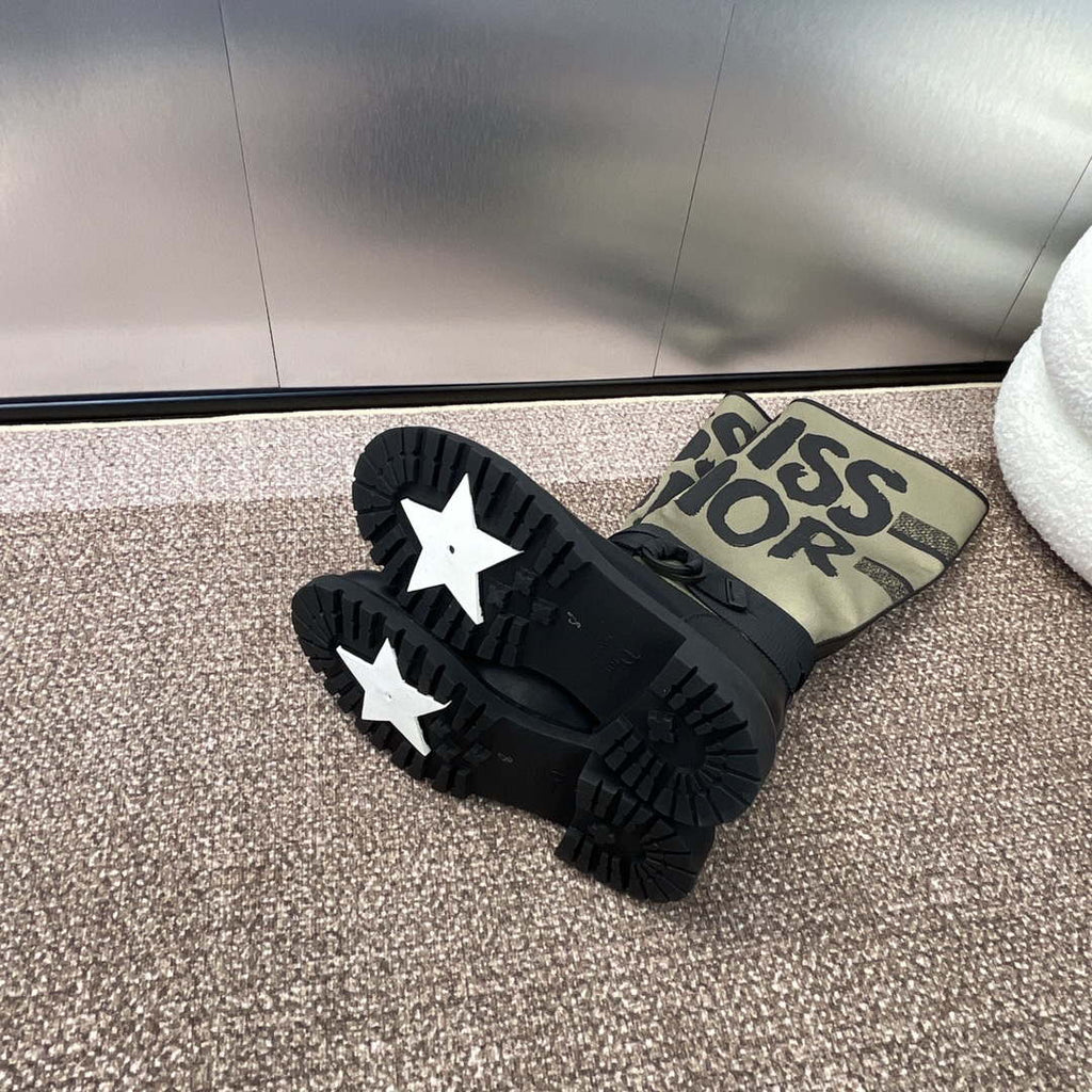 Dior KDI929CMV_S17X Warm Taupe Technical Canvas with Black Miss Dior Graffiti Print and Black Calfskin