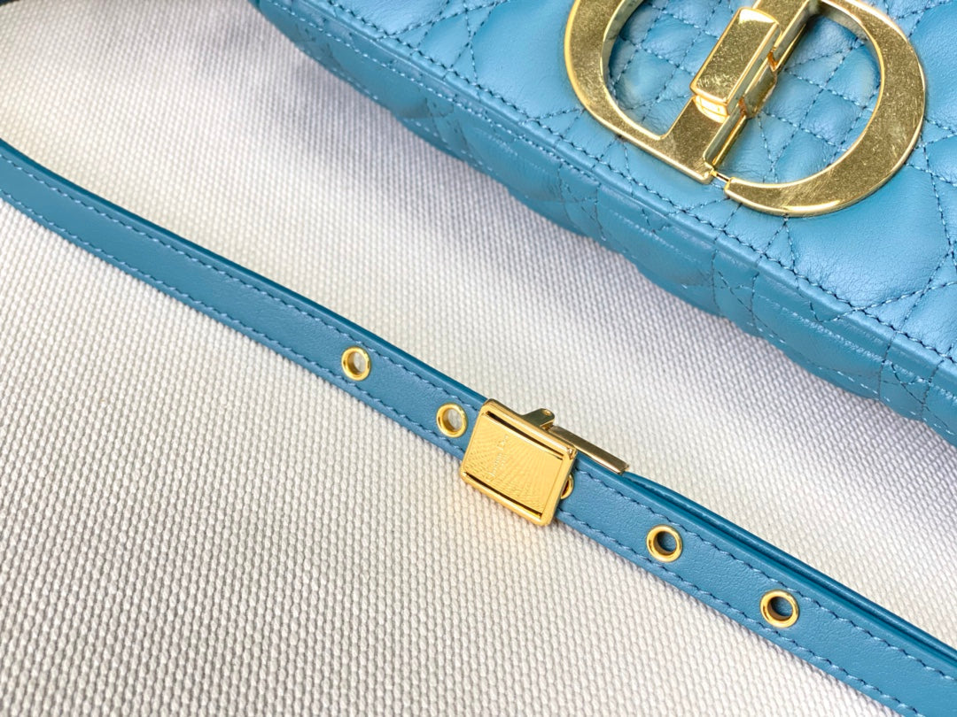 Dior Large Caro Bag M9243 Calfskin Blue Gold