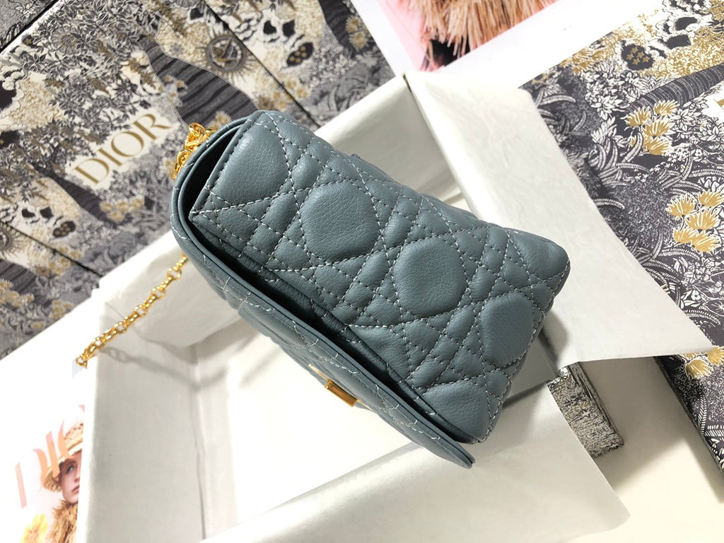 Dior M9243 Large Caro Bag Calfskin Blue