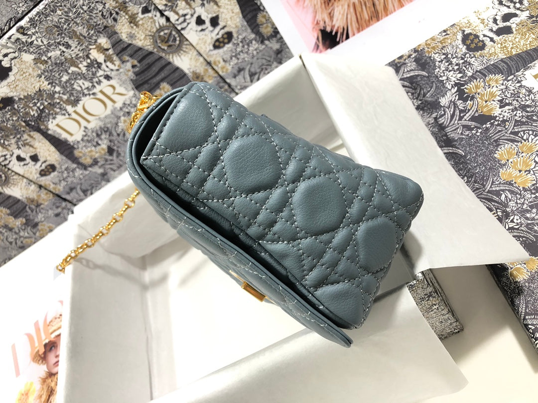Dior M9243 Large Caro Bag Calfskin Blue
