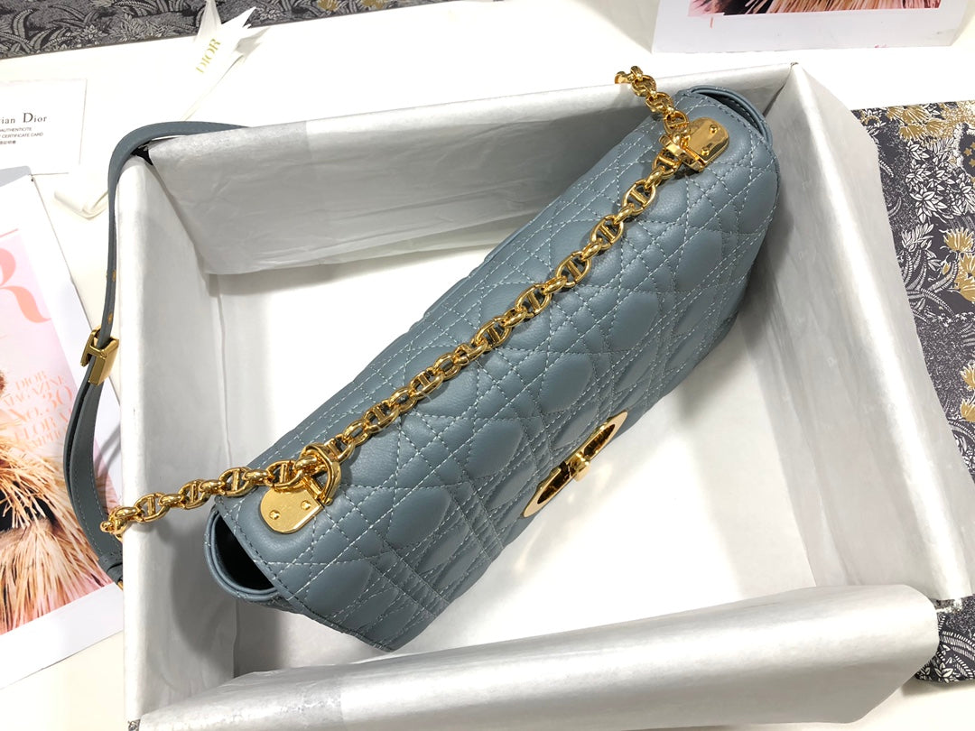 Dior M9243 Large Caro Bag Calfskin Blue - Default Title - View 6