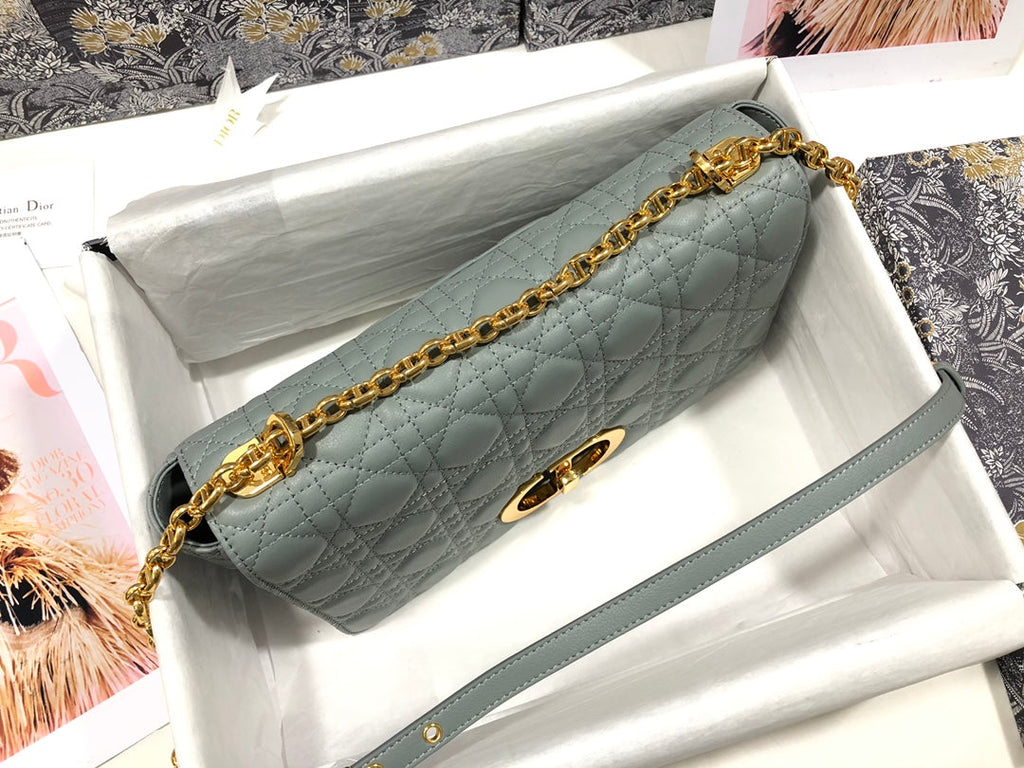 Dior M9243 Large Caro Bag Calfskin Gray