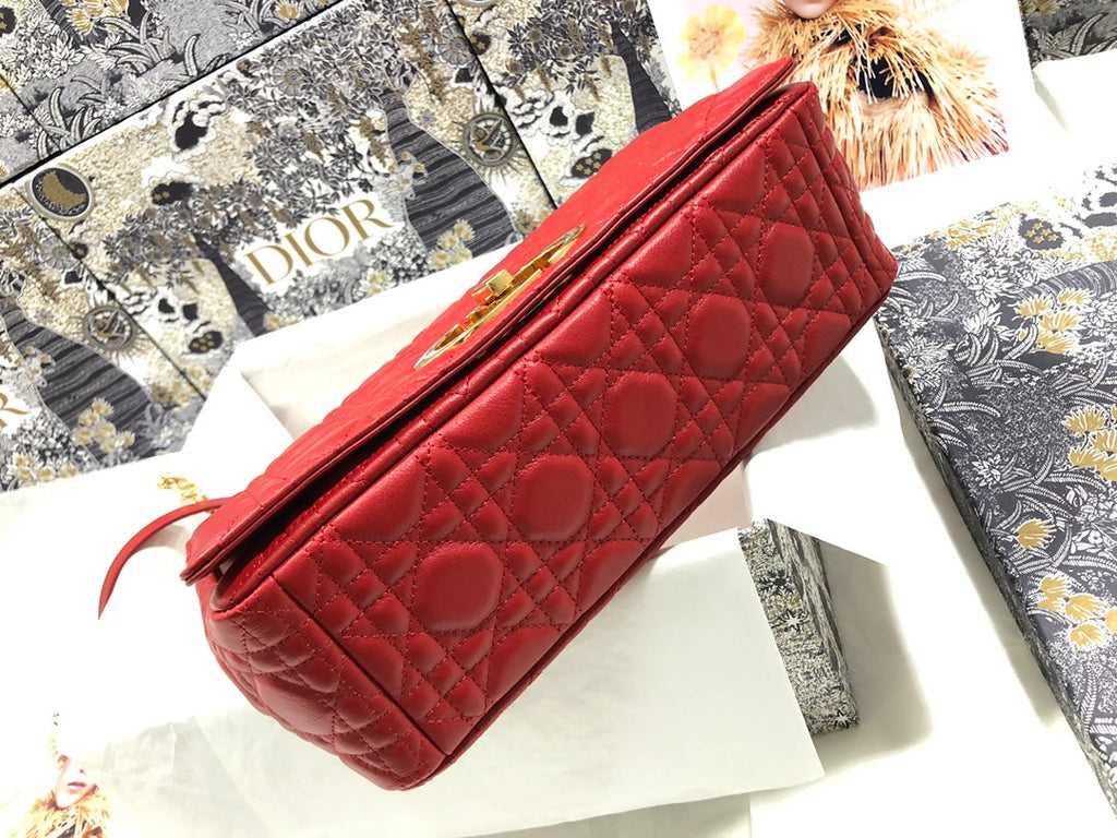 Dior M9243 Large Caro Bag  Calfskin Red Gold