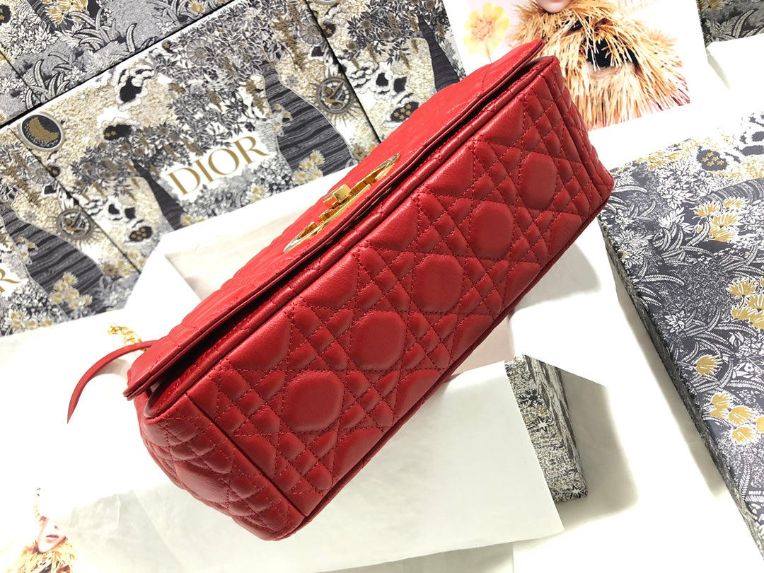 Dior M9243 Large Caro Bag  Calfskin Red Gold