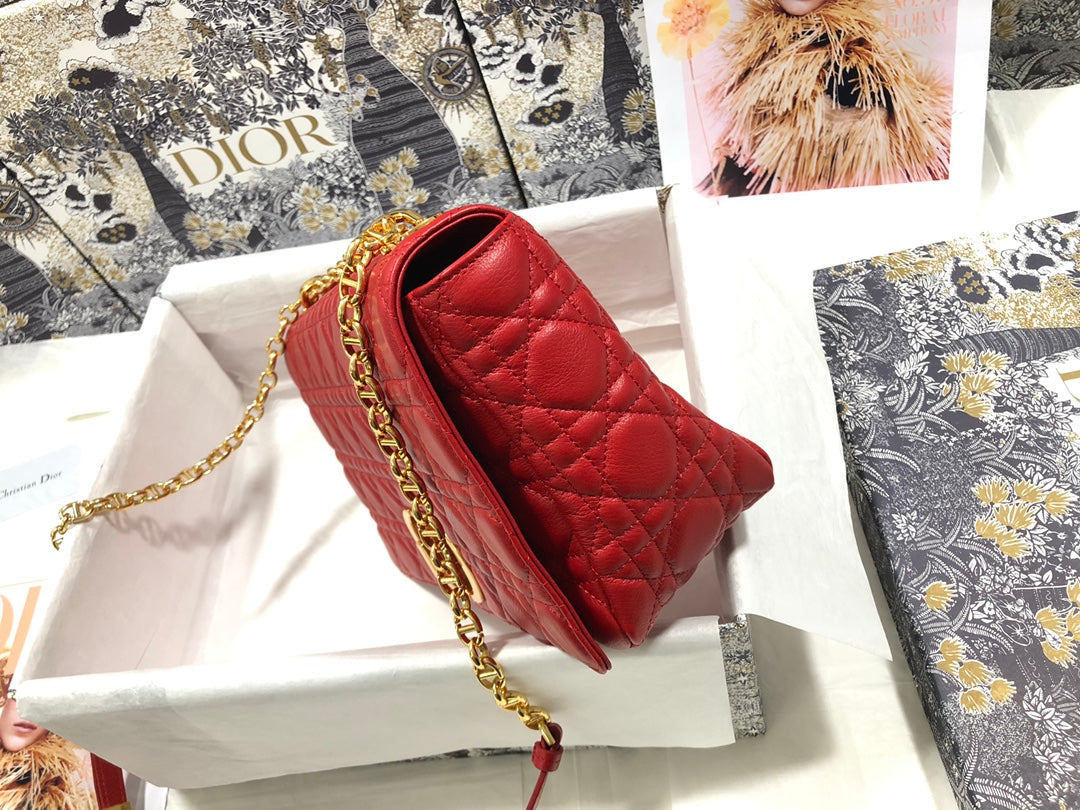 Dior M9243 Large Caro Bag  Calfskin Red Gold