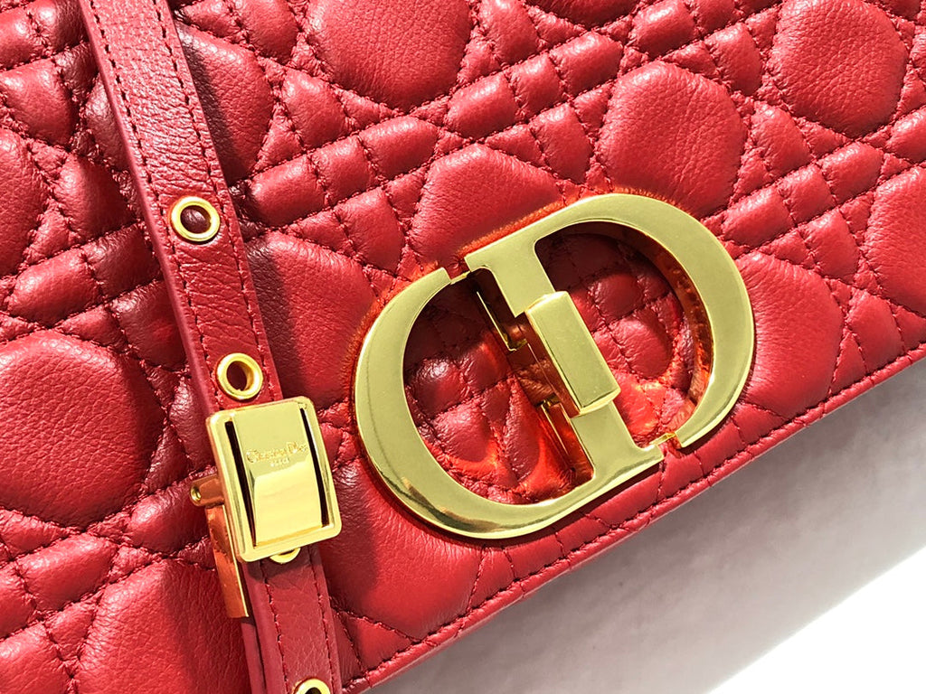 Dior M9243 Large Caro Bag  Calfskin Red Gold