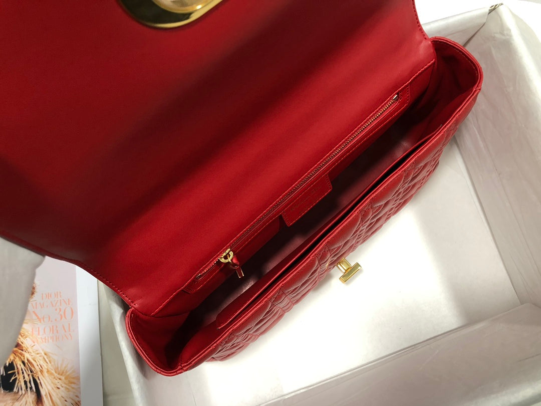 Dior M9243 Large Caro Bag  Calfskin Red Gold