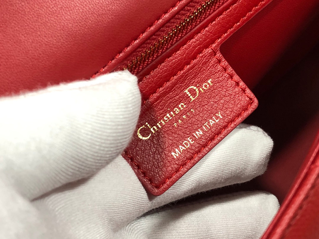 Dior M9243 Large Caro Bag  Calfskin Red Gold