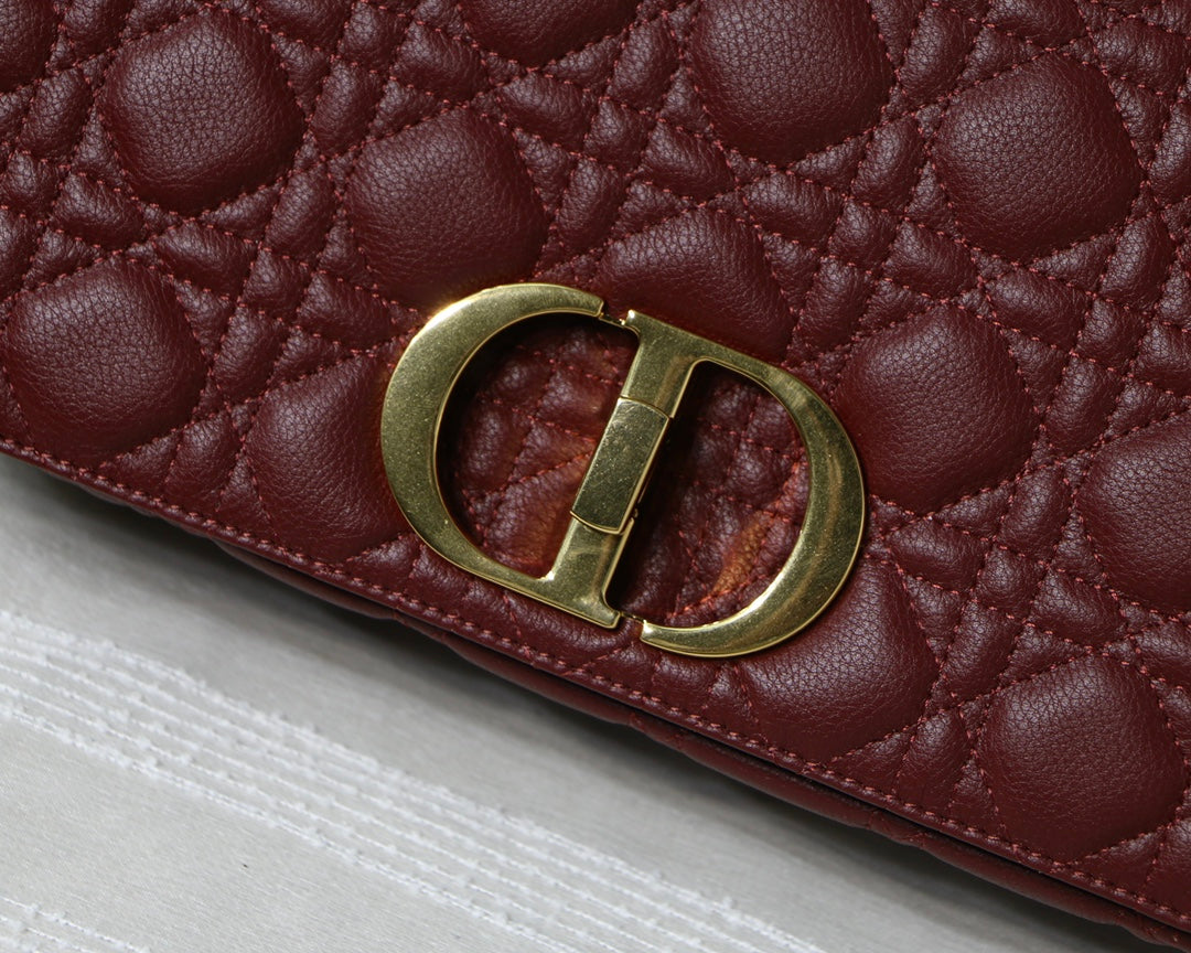 Dior M9243 Large Caro Bag Calfskin Red