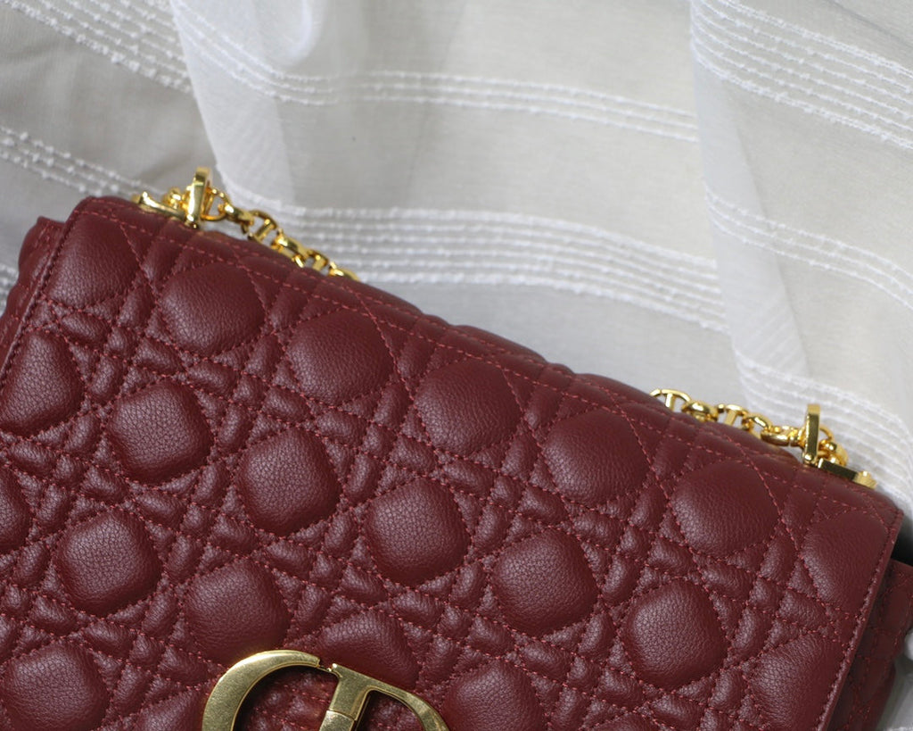 Dior M9243 Large Caro Bag Calfskin Red