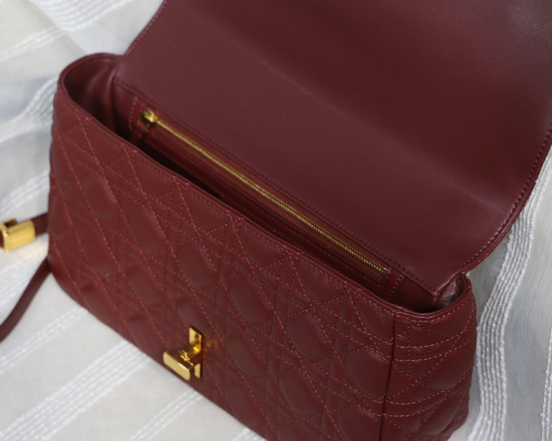 Dior M9243 Large Caro Bag Calfskin Red