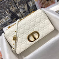 Dior Large Caro Bag M9243 Calfskin white Gold - Default Title - View 1