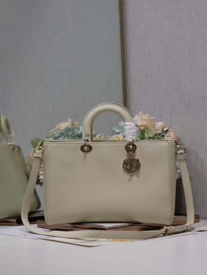 Dior M1152 Large Lady D-Sire My ABCDior Bag Beige Bull Leather - Default Title - View 1