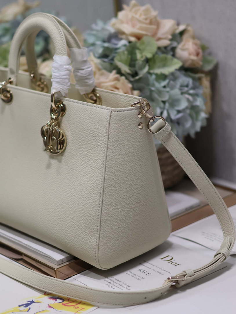 Dior M1152 Large Lady D-Sire My ABCDior Bag Beige Bull Leather