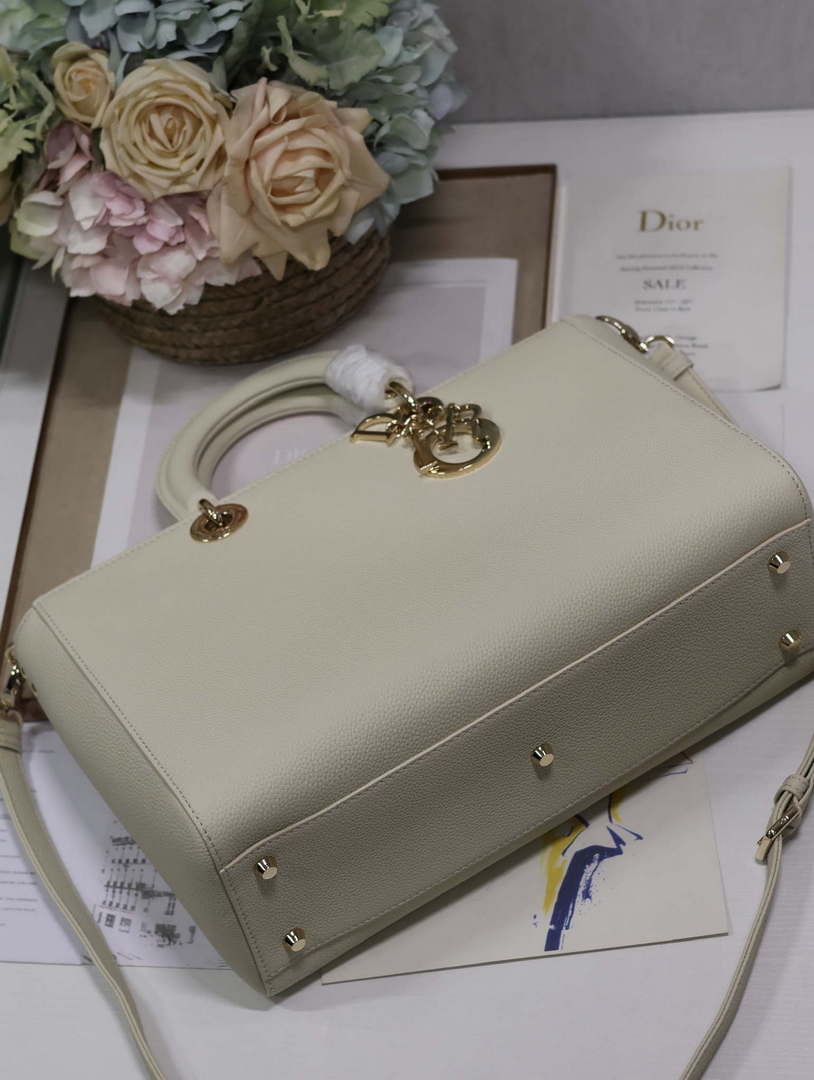 Dior M1152 Large Lady D-Sire My ABCDior Bag Beige Bull Leather