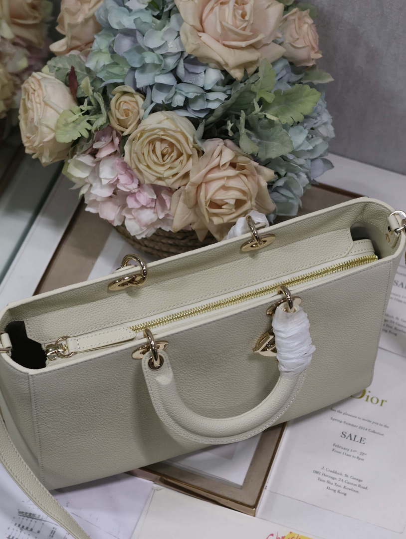 Dior M1152 Large Lady D-Sire My ABCDior Bag Beige Bull Leather