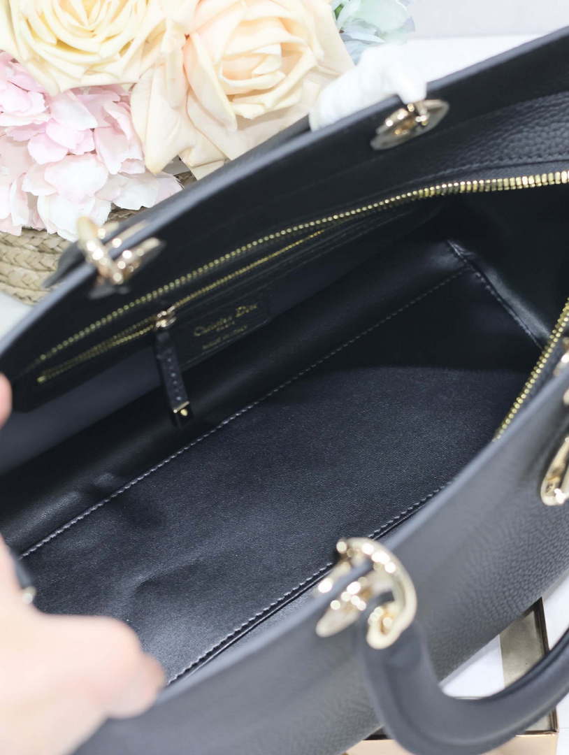 Dior M1152 Large Lady D-Sire My ABCDior Bag Black Bull Leather