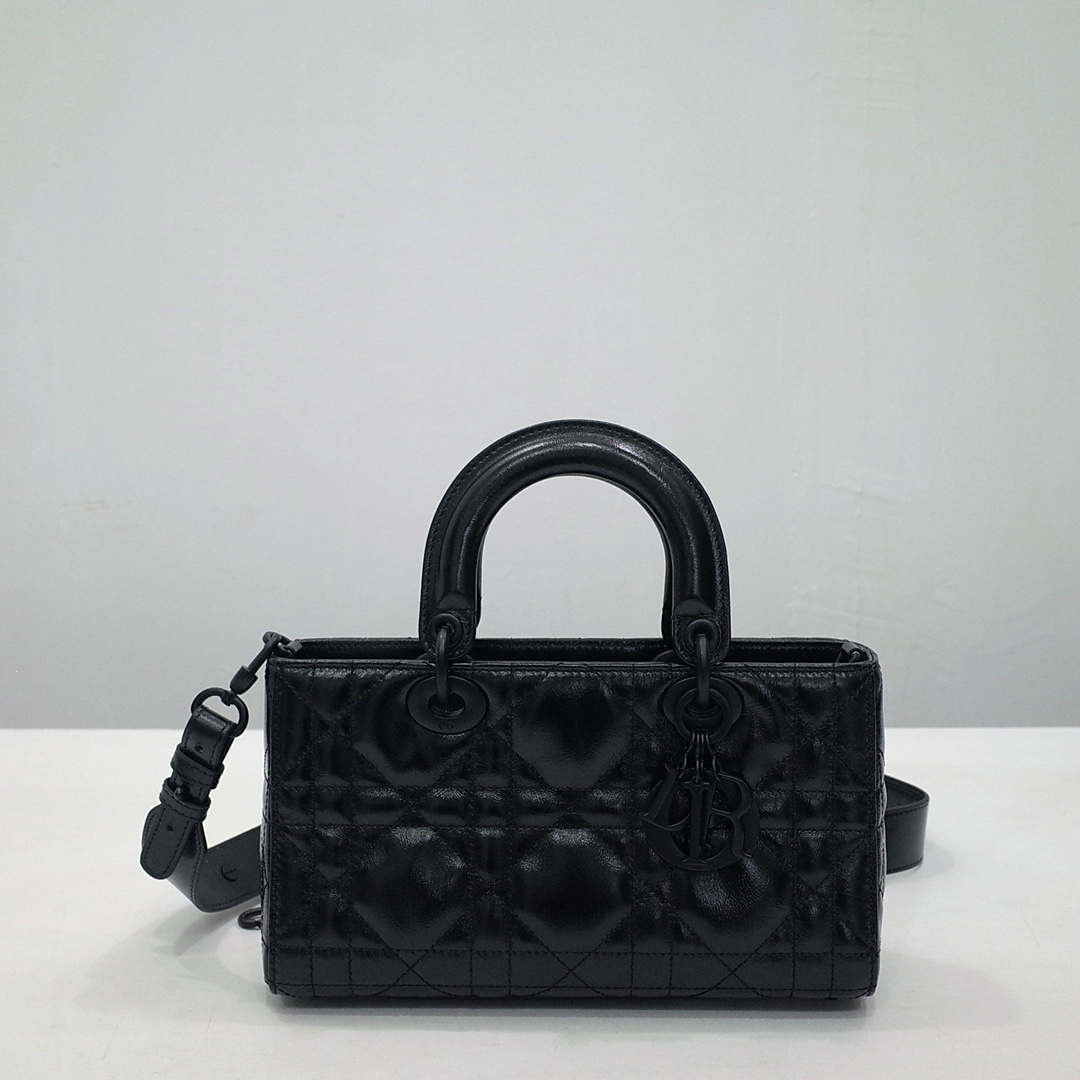 Dior Large M1152 Lady D-Sire My ABCDior Bag Black Macrocannage Crinkled Calfskin - Default Title - View 2