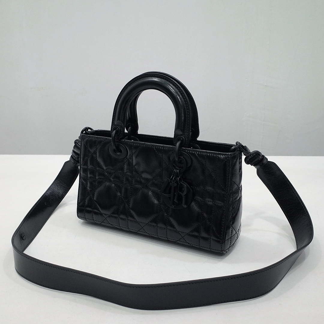 Dior Large M1152 Lady D-Sire My ABCDior Bag Black Macrocannage Crinkled Calfskin