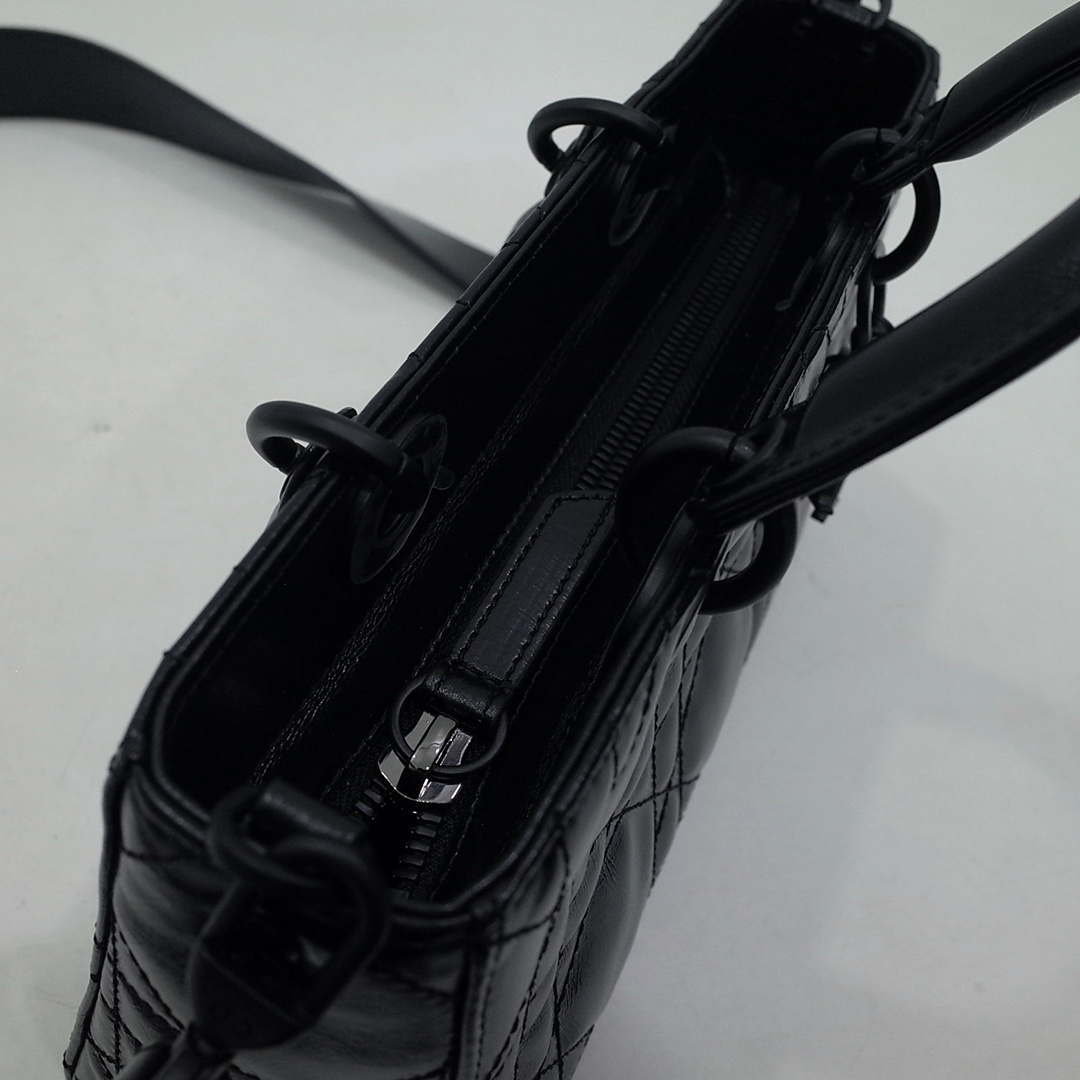 Dior Large M1152 Lady D-Sire My ABCDior Bag Black Macrocannage Crinkled Calfskin - Default Title - View 8