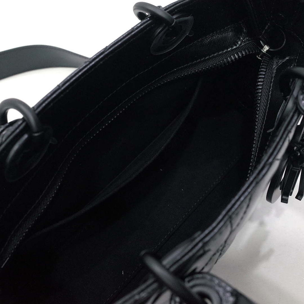 Dior Large M1152 Lady D-Sire My ABCDior Bag Black Macrocannage Crinkled Calfskin