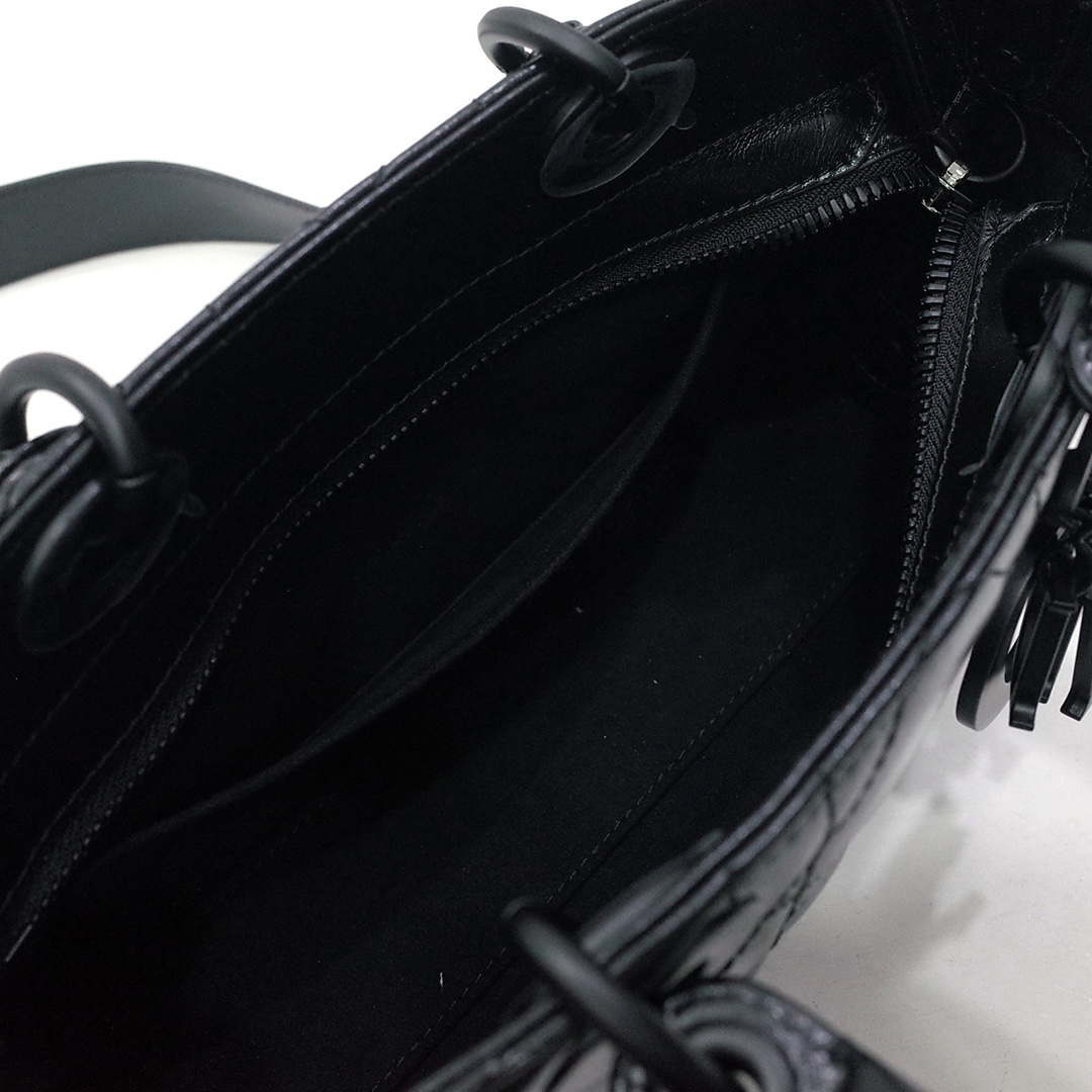 Dior Large M1152 Lady D-Sire My ABCDior Bag Black Macrocannage Crinkled Calfskin