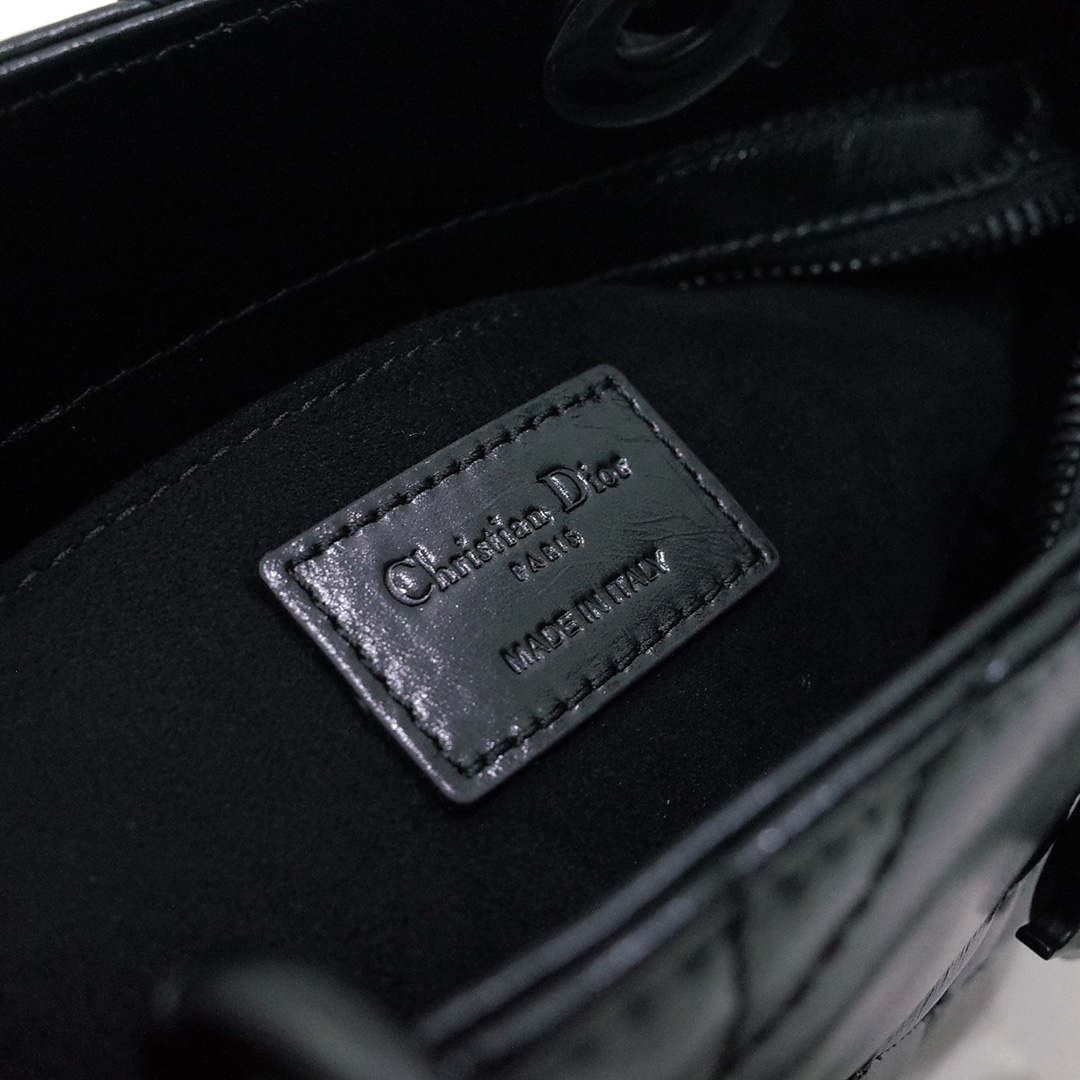 Dior Large M1152 Lady D-Sire My ABCDior Bag Black Macrocannage Crinkled Calfskin - Default Title - View 10