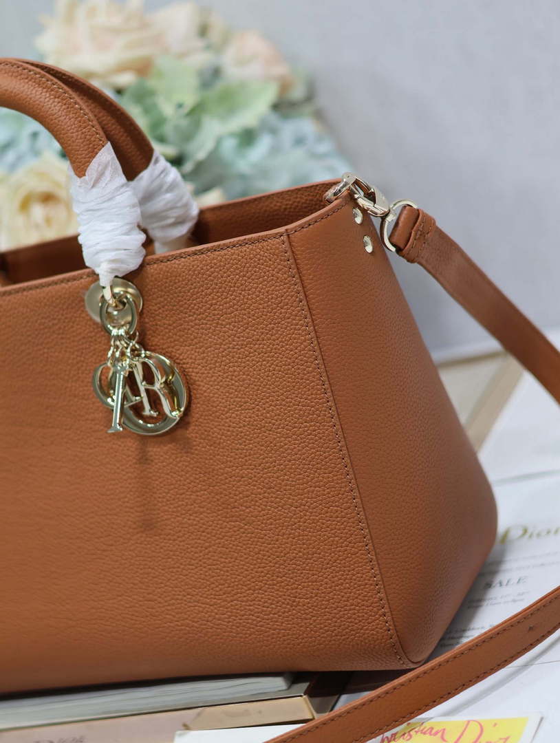 Dior Large M1152 Lady D-Sire My ABCDior Bag Dark Brandy Bull Leather - Default Title - View 4
