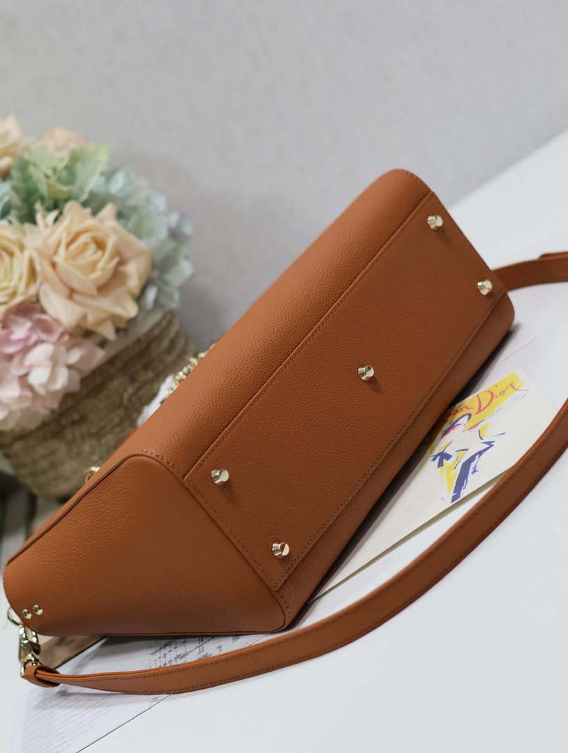 Dior Large M1152 Lady D-Sire My ABCDior Bag Dark Brandy Bull Leather - Default Title - View 6