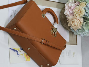 Dior Large M1152 Lady D-Sire My ABCDior Bag Dark Brandy Bull Leather - Default Title - View 7