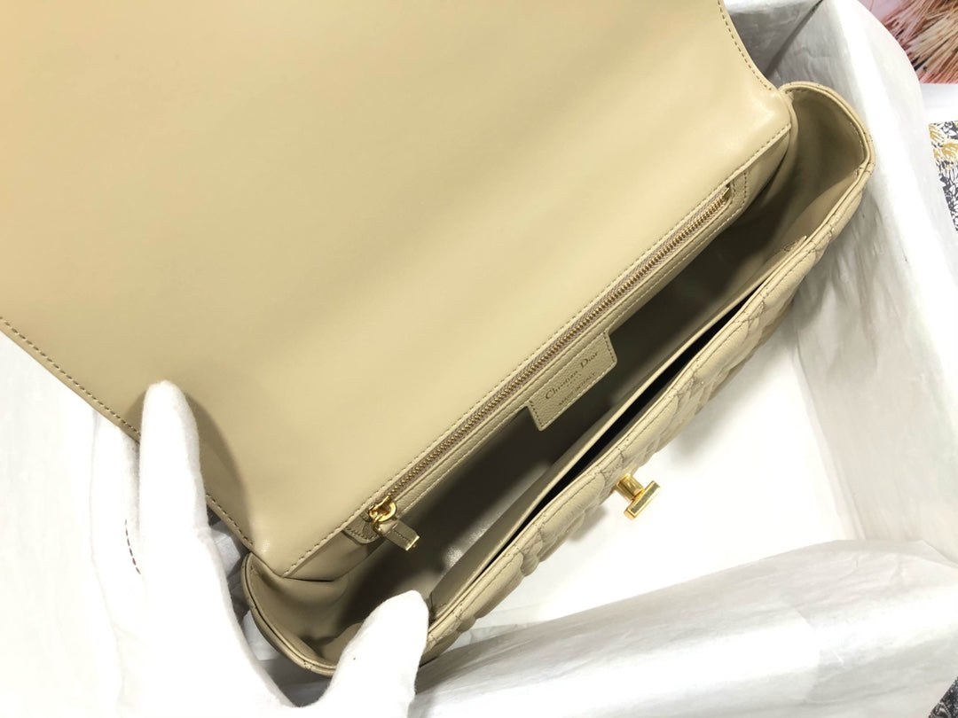 Dior M9243 Large Caro Bag Calfskin Apricot