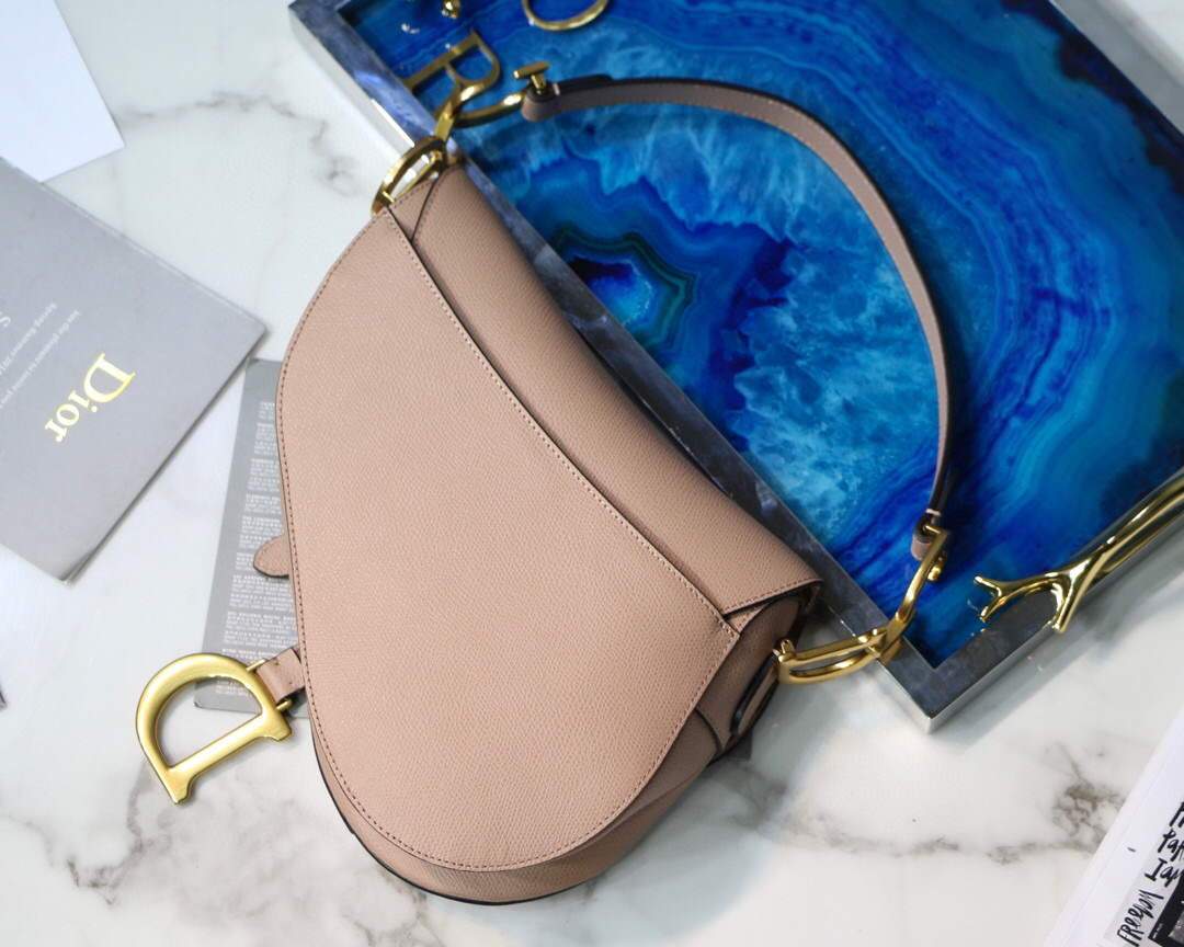 Dior M0446 Dior Saddle Bag M0447 Apricot Grained Calfskin - luxibagsmall
