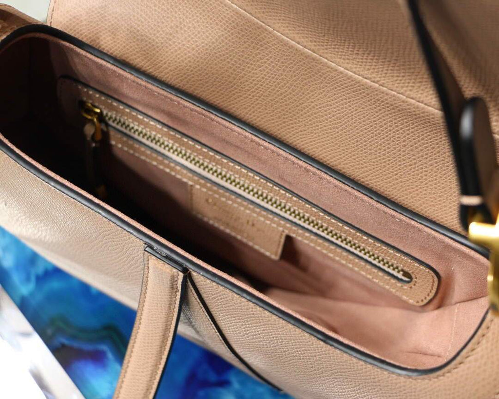 Dior M0446 Dior Saddle Bag M0447 Apricot Grained Calfskin - luxibagsmall