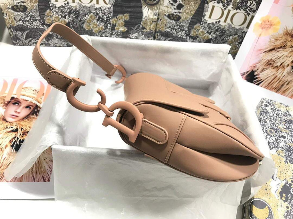 Dior M0446 Dior Saddle Bag M0447 Apricot Grained Calfskin with Apricot Hardware - luxibagsmall