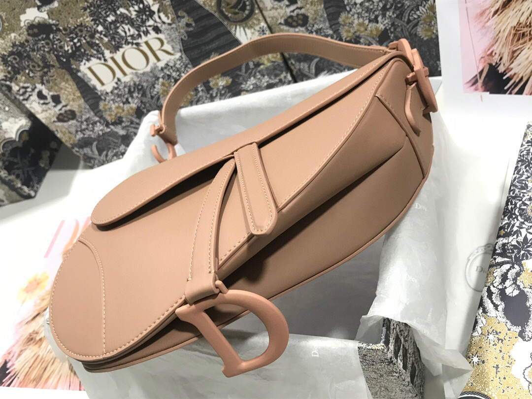 Dior M0446 Dior Saddle Bag M0447 Apricot Grained Calfskin with Apricot Hardware - luxibagsmall