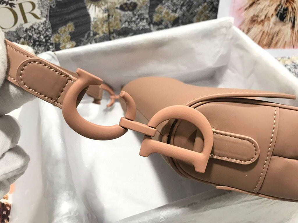 Dior M0446 Dior Saddle Bag M0447 Apricot Grained Calfskin with Apricot Hardware - luxibagsmall