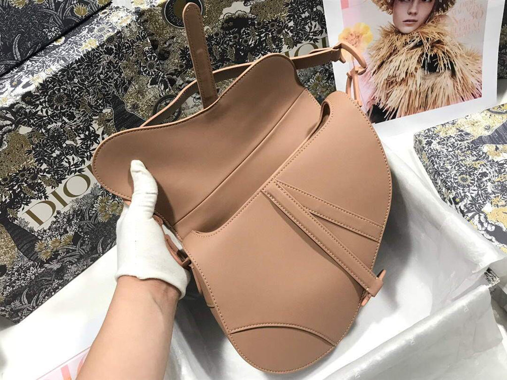 Dior M0446 Dior Saddle Bag M0447 Apricot Grained Calfskin with Apricot Hardware - luxibagsmall
